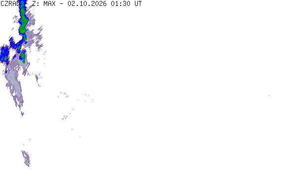Meteoradar - aktuální srážky 2026-10-02 03:30:00