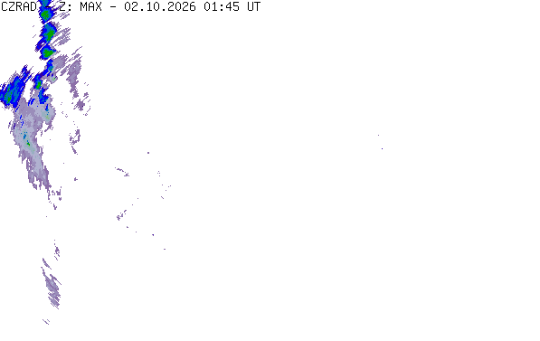 Meteoradar - aktuální srážky 2026-10-02 03:45:00