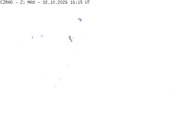 Meteoradar - aktuální srážky 2026-10-02 18:15:00